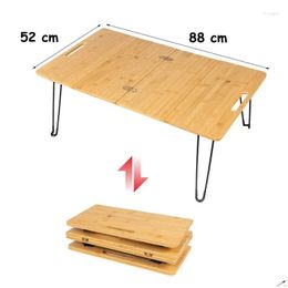 Mobilier de camp Table pliante en bambou d'extérieur Jardin Loisirs Barbecue Rangement rapide Transport pratique Cam Pique-nique Livraison directe Sports Dhe4T