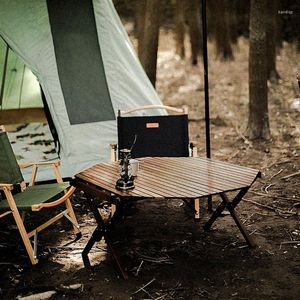 Kampeermeubilair Buiten Zwart Walnootkleurig Beuken Loempia Tafel Draagbaar Tuin Terras Camping Toerisme Picknick Recreatie Vouwvloer