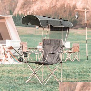Mobilier de camping Chaise pliante de loisirs en plein air, auvent de plage, pêche avec auvent, plate-forme de croquis, livraison directe portable, sport en plein air Otxkm