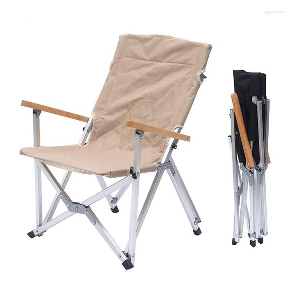 Muebles de campamento Silla de camping al aire libre Caminata Aleación de aluminio Haya Reposabrazos Pesca Plegable Portátil Plegable Naturaleza Picnic Soporte