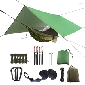 Hamac de Camping en plein air, tente avec filet anti-insectes et bâche anti-pluie, Portable, étanche, Protection UV