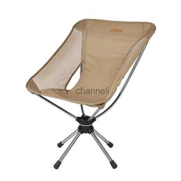 Mobilier de camp Camping en plein air lune chaise pique-nique Portable en aluminium lumière chaise pliable voyage pêche 360 degrés chaise rotative YQ240315