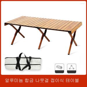 Camp Furniture Outdoor Camping Picnic Aluminium Legering Bureau Vouw Egg roltafel Walnoot draagbare opvouwbare zelfrijdende tour