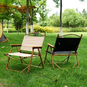 Meubles de camping en plein air Camping inclinable pliant Portable dossier Ultra léger loisirs hêtre bois chaise de pêche