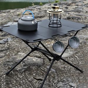 Kampmeubilair Buitenkampeertafel Draagbare aluminium standaard Parallelle staven Opvouwbaar Lichtgewicht Tactische picknick BBQ