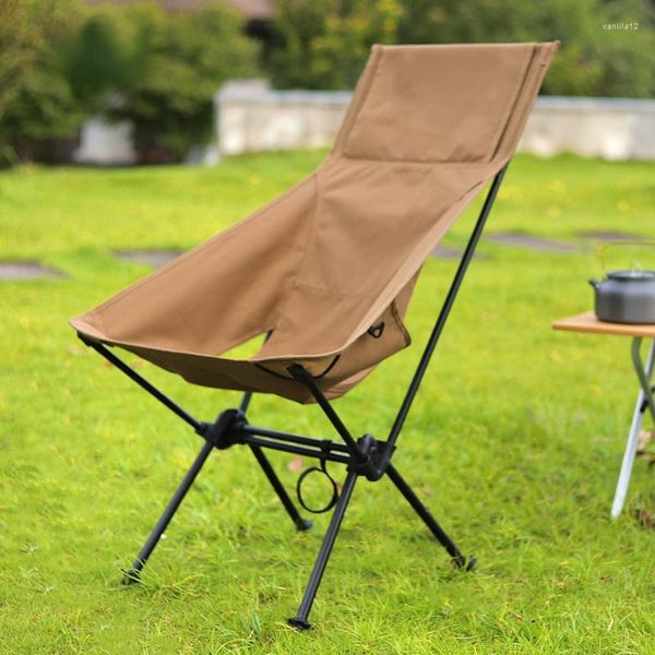 Muebles de campamento para acampar al aire libre, viaje, súper ligero, plegable, barbacoa, pesca, Picnic, cómodo respaldo, silla de Luna