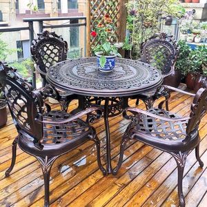 Camp Furniture Outdoor Cast aluminium tafels en stoelen Barbecue Leisure Iron Art Courtyard Balcony Tea -tabelcombinatie
