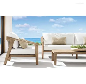 Ensemble de canapé de jardin de patio en bois de teck de luxe de cour extérieure de meubles de camp