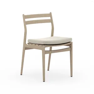 Chaise moderne en teck pour salle à manger d'extérieur Camp Furniture avec coussin confortable - Septhana