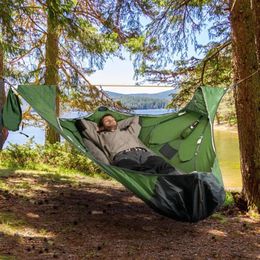 Mobília de acampamento ao ar livre, kit de suspensão de rede plana para dormir, berço de acampamento com rede de bug de chuva 238g