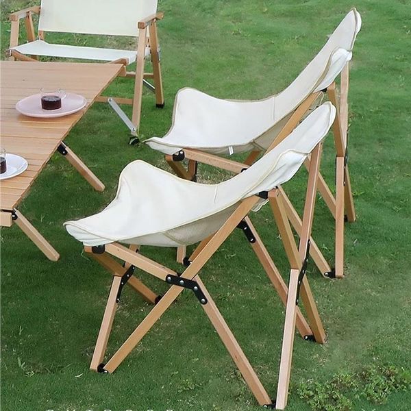 Meubles de camping chaise pliante extérieure en bois de hêtre Camping pêche Portable pique-nique croquis en bois avec tissu Oxford