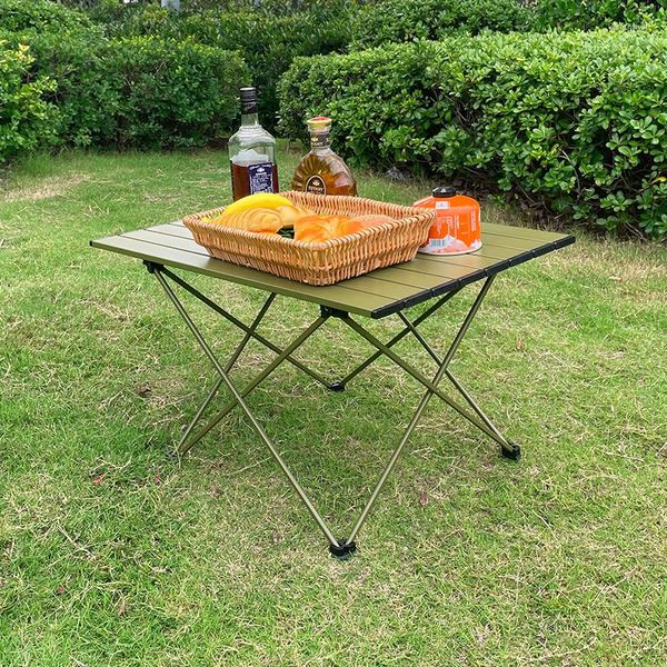 Table de camping pliante en aluminium pour pique-nique portable en plein air avec sac de transport facile pour l'intérieur