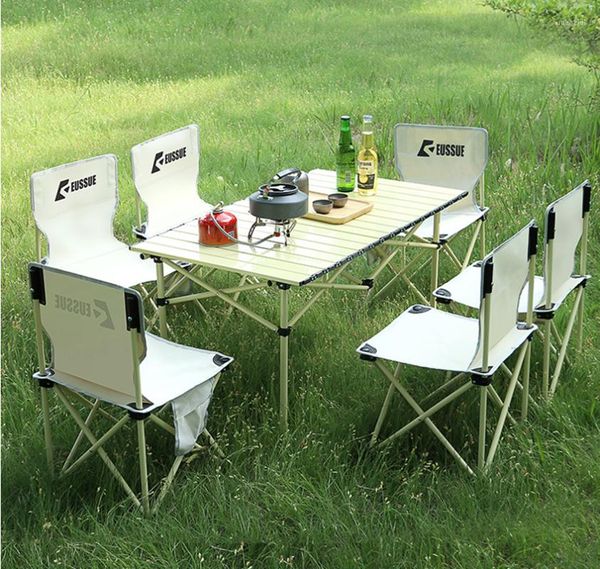 Mobilier de camping table pliante extérieure et ensemble de chaises pique-nique camping tabourets d'omelette en aluminium