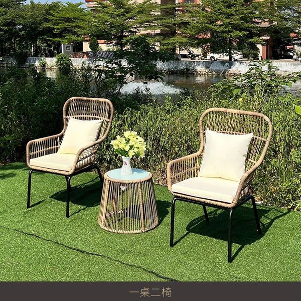 Camp Meubles Garden extérieure Courte de rotin chaises tissées de salon Coffier à café Bar El Table et chaise