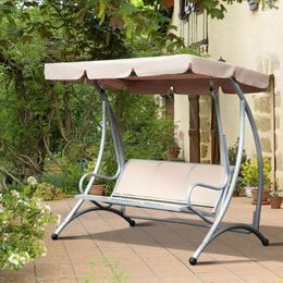 Camp Meubles de jardin extérieur chaise swing avec une canopée de siège respirant et cadre en acier à 3 places de porche à l'extérieur