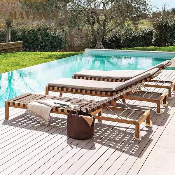 Mobilier de camping chaise longue extérieure terrasse balcon loisirs lit pliant Villa cour teck rotin piscine chaise de plageCamp