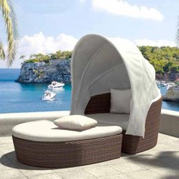 Meubles de camping lit couché extérieur rotin tissage balcon imperméable et protection solaire canapé piscine ronde Villa cour G