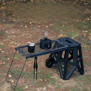 Kampmeubilair Outdoor Multifunctionele klaptafel/stoel Zijhangend ijzeren opbergrek Japanse stijl kruk Camping draagbare gaastafel
