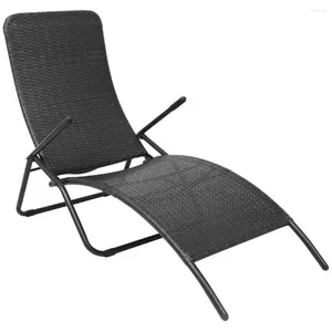 Camp Furniture Outdoor Patio Garden Vouw Sun Lounger Lounge stoelen voor zwembad buiten Home Deck Poly Rattan Black