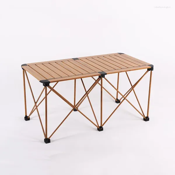 Muebles de campamento Mesa de camping portátil al aire libre Almacenamiento de aleación de aluminio Mesas plegables ultraligeras Picnic Rollo de huevo Escritorio plegable negro