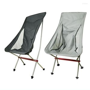 Camp Furniture Outdoor Portable Folding Moon Chair Camping Fishing Chaise Lounge Recliner High Backlest strandstoelen accessoires