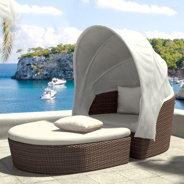 Mobilier de camping Lit en rotin extérieur Cour en plein air Plage Fauteuil inclinable Villa Balcon Piscine