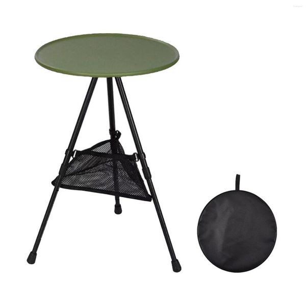 Muebles de campamento, mesa redonda para exteriores, plegable, para acampar, portátil, para té y café, Picnic plegable para fiesta en cubierta