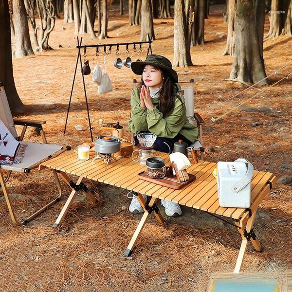 Muebles de campamento al aire libre de madera maciza rollos de pollo para campamento plegable picnic