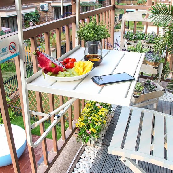 Muebles de campamento Mesas al aire libre Mesa Balcon barandilla colgante de hierro pequeño venta de jardín europeo