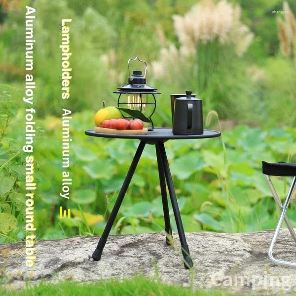 Trépied d'extérieur, mobilier de camping, Table à manger, randonnée pique-nique, levage rond pliable, Portable, en alliage d'aluminium, Mini café