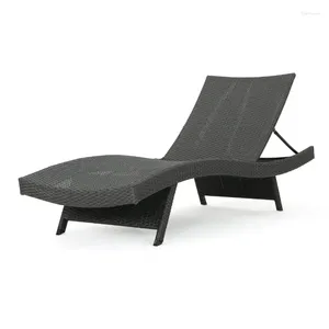 Kampmeubilair Outdoor Rieten Chaise Lounge Stoel Grijs