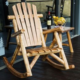 Camp Furniture Outdoor Wooden Rocking Chair Rustic American Country Style Antique Vintage Adult Large Garden Rocker Armchair