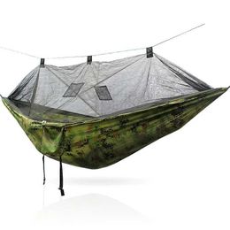 Camp Furniture pop-up Camping portable Hamac avec Mosquito Net Parachute Swing Hamacs Hammock Caupe Camping Stuff Y240423