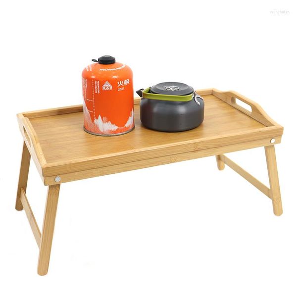 Muebles de campamento, Mini mesa cuadrada de bambú plegable portátil para dormitorio, comedor, sala de estar, traje familiar de ocio