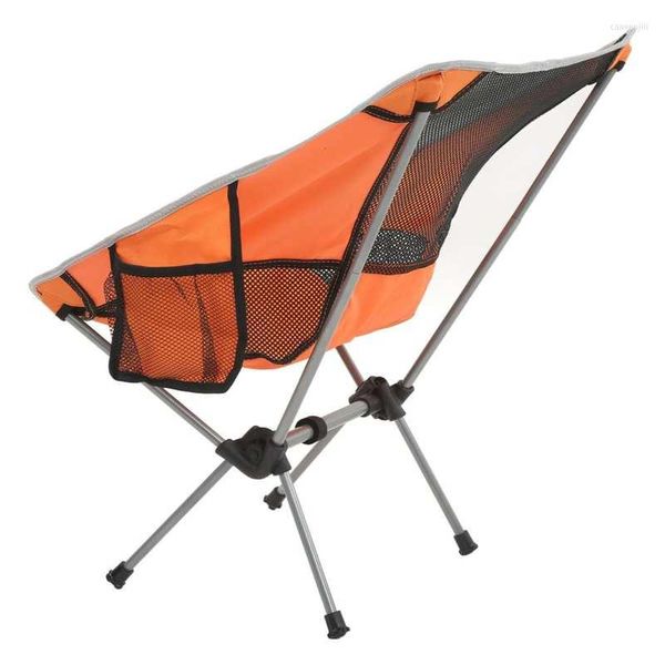 Muebles de campamento Silla plegable portátil Soporte de metal Capacidad de carga fuerte Naranja Camping Multiusos
