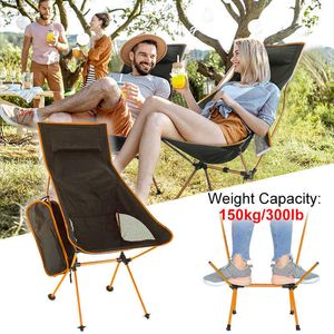 Muebles de campamento Silla plegable portátil Camping al aire libre Silla de pesca de viaje 150 kg MaxLoad BBQ Asiento de oficina en casa Silla de luna HKD230909