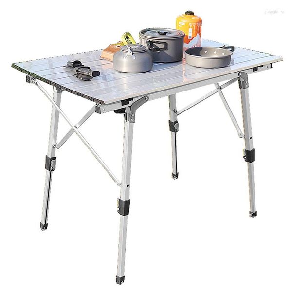 Muebles de campamento portátil plegable multifuncional aleación de aluminio mesa de camping cocina plegable tablero de escritorio picnic pequeño metal ligero