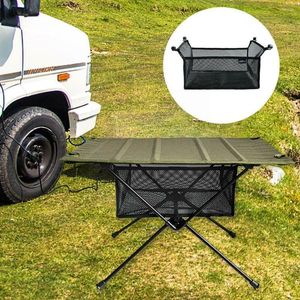 Kampmeubilair draagbare vouwtafel opberg nettas mesh buitkeuken w4a0 picknick camping plank bbq l9a1