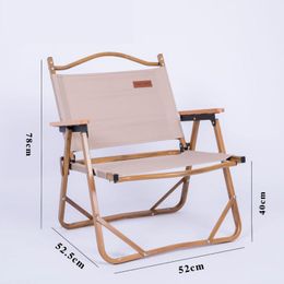 Mobilier de camp Portable Pliant Ultraléger Mains courantes en bois Support en alliage d'aluminium Tissu Oxford Fauteuil de loisirs Camping Support de pique-nique Chai