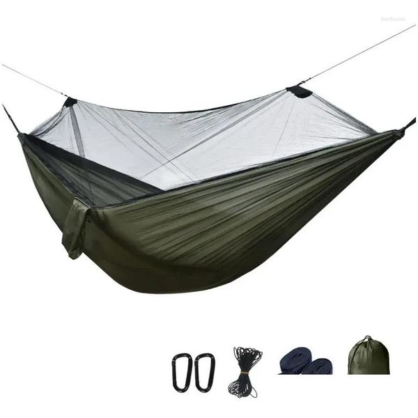 Camp Meubles portables Matic à ouvrage rapide Mosquito Net Hammock Outdoor Cam Hamacs Swing Anti-Rollover Nylon Rocking Chair Drop Del Dhxah