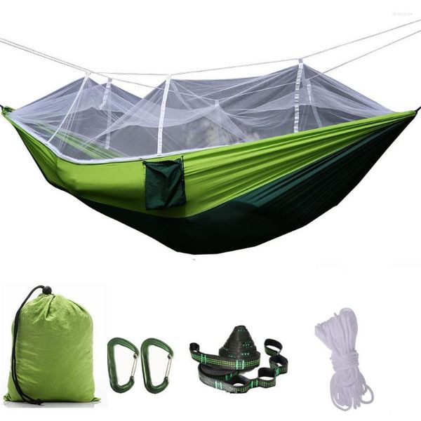 Mobilier de camp Portable moustiquaire hamac Double-personne plié dans la pochette lit suspendu pour Kits de voyage Camping