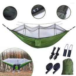 Mobilier de camping Hamac de camping en plein air portable Lit suspendu pour 1 à 2 personnes avec moustiquaire Ultralight Tourist Sleeping Parachute Fabric