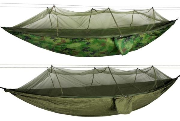 Mobilier de camp Hamac de tente de camping en plein air portable avec auvent de moustiquaire Parachute lit suspendu chasse balançoire de couchage en nylon H6007752