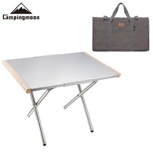 Muebles de campamento Mesa pequeña portátil de acero T-370 Almacenamiento portátil al aire libre Té Picnic Mesa de barbacoa CAMPINGMOON Mesa plegable para cocinar para acampar 230919