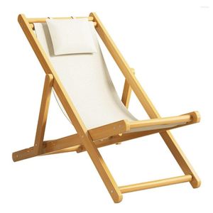 Mobilier de camping Chaises longues portables Chaise longue d'extérieur Hauteur réglable Adulte en bois Applicable avec un appuie-tête Stable Durable Pratique