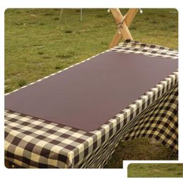 Muebles de campamento PU cuero impermeable mesa de mesa resistente al calor de la fiesta picnic barbacoa decoración del hogar marrón espesor entrega de caída al aire libre otxce