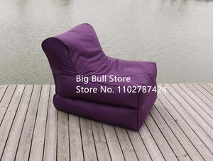 Kampmeubilair paars opgevouwen gigantische grote zitzakken buiten tuin waterdichte vouwbank lounge stoel faux polyester zitzak