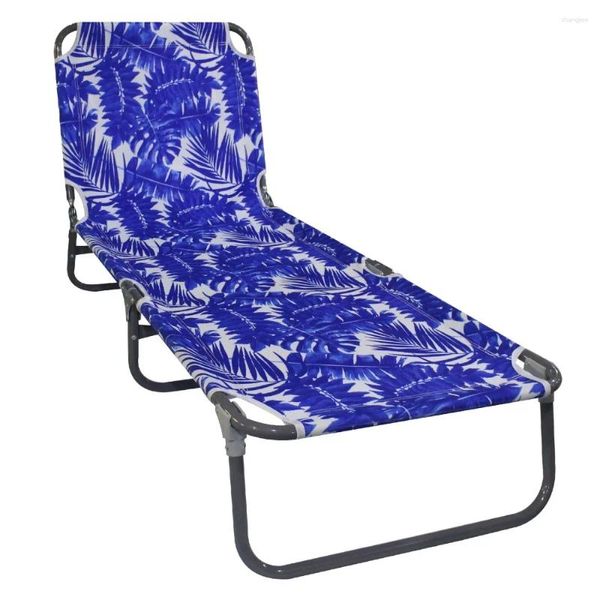 Camp Furniture Fauteuil inclinable surdimensionné Sac à dos Chaise longue de plage Bleu Palm Dossier relaxant pour l'extérieur