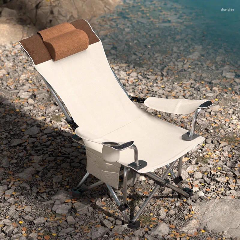 Kamp mobilyaları rahatlayın katlanabilir yatar sandalye modern portatif metal beyaz ultralight silla playa plegables açık