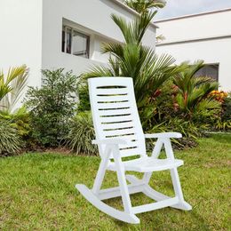 Camp Furniture Rimax Casual Chaise à bascule en résine blanche Banc de jardin pour balcon extérieur